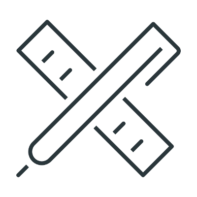 Icon showing a crossed pencil and ruler.